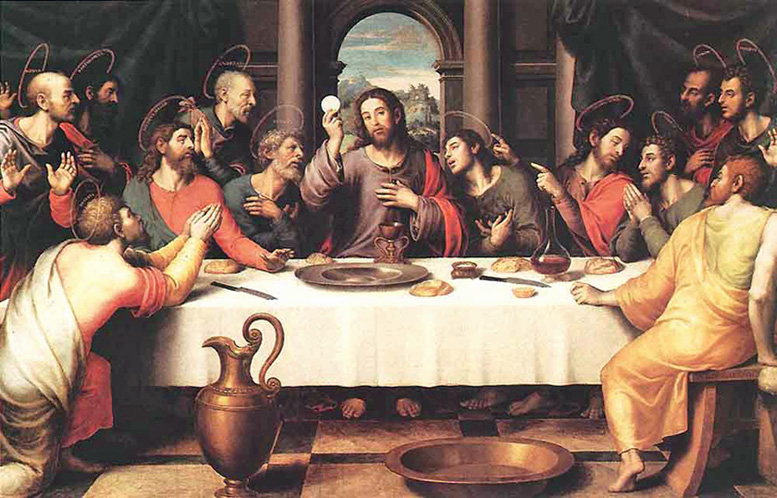Juan de Juanes of Valencia, Spain - The Institution of the Eucharist at the Last Supper, Museo del Prado, Madrid, 1560.